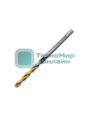 Сверло спиральное по металлу Denzel 3 x 61мм, Р6М5, Golden Tip, многогранная заточка, 2 шт.