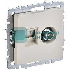 Розетка телевизионная двойная TV+RJ45 IEK BRITE РТВ/РК12-БрКр кат.5E бежевый