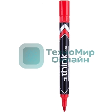 Маркер перманентный Deli Think EU10040, круглый пишущий наконечник, 2мм, красный