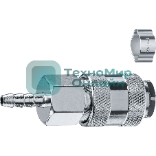 Переходник штуцер ″елочка″ 6 мм - рапид муфта, с хомутом ЗУБР Профессионал