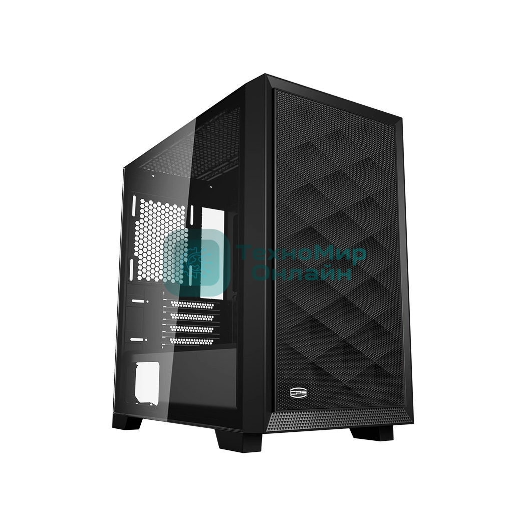 Компьютерный корпус без блока питания PCCooler C3D310 BK, Mesh Mid Tower, Black, TG, 0.6 SPCC, no fans mATX, mITX 165/350/200мм 3x2.5