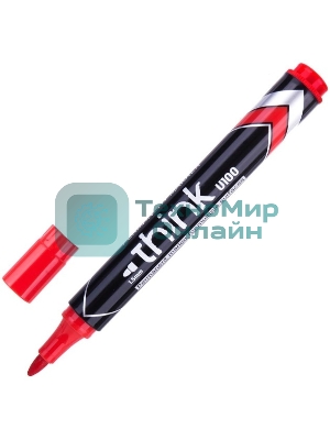 Маркер перманентный Deli Think EU10040, круглый пишущий наконечник, 2мм, красный