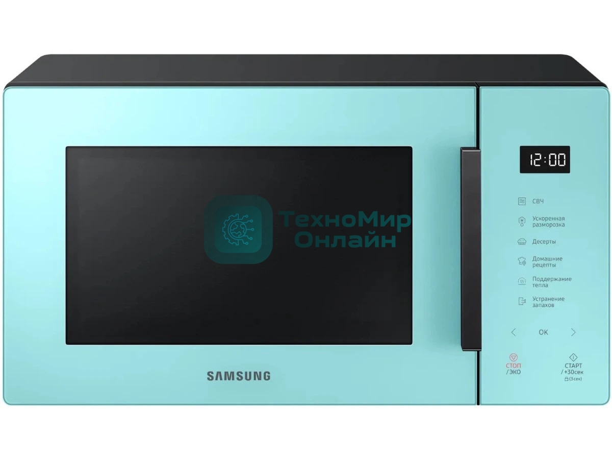 Микроволновая печь Samsung MS23T5018AN/BW голубой, 23 л, 800 Вт, переключатели - сенсор