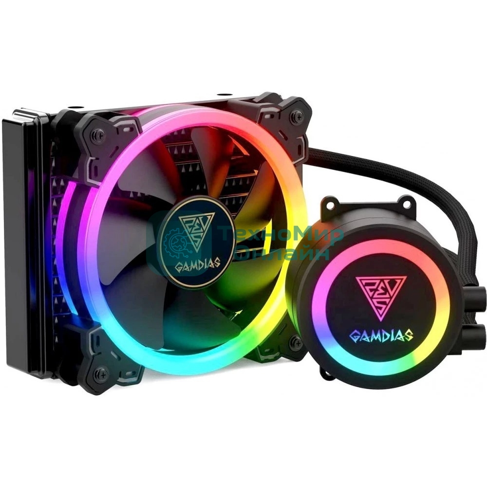 Система жидкостного охлаждения процессора Gamdias CHIONE E1A-120R черный 120мм алюминий+медь 1500rpm 23db 150W