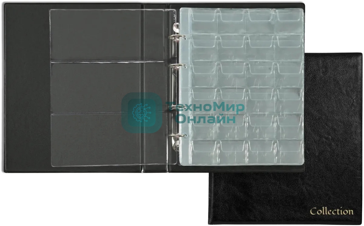 Папка на 4-х кольцах Silwerhof Кляссер верт. ПВХ 0.6мм, черный