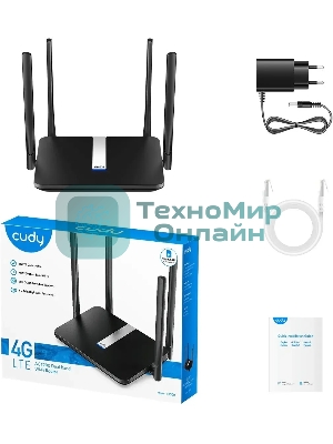 Роутер беспроводной Cudy LT500 AC1200 10/100BASE-TX/4G cat.4 черный