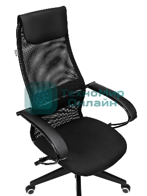 Кресло Бюрократ CH-607 TW-01 черный, сетка, подголовник