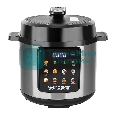 Скороварка-мультиварка электрическая Endever Vita-133 черный/стальной, 1200 Вт, 6 л, 12 авторежимов работы, книга рецептов, 2 шт/уп.
