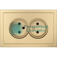 Розетка LEZARD 704-3600-128BQC 2-мест. б/з СП ZIMA IP20 16А ПБТ безвинт. зажим зол.