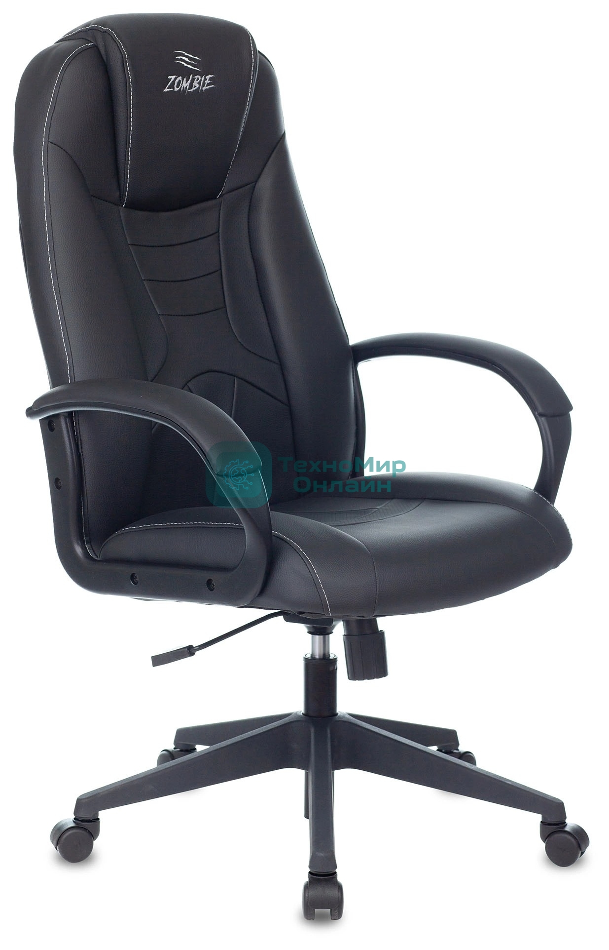 Кресло игровое Zombie 8 черный, искусственная кожа, крестовина пластик