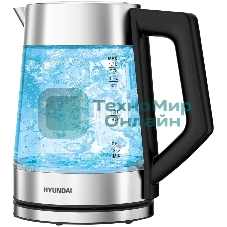 Чайник электрический Hyundai HYK-G4402 1.7 л, 2200 Вт, черный/серебристый корпус: стекло