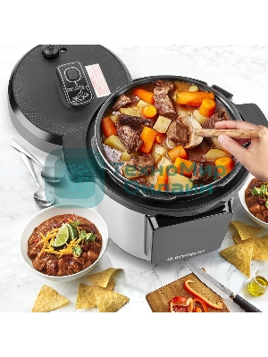 Скороварка-мультиварка электрическая Endever Vita-133 черный/стальной, 1200 Вт, 6 л, 12 авторежимов работы, книга рецептов, 2 шт/уп.