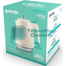 Чайник электрический Gorenje K15RL 1.7 л, 2200 Вт, бежевый (корпус: металл/пластик)