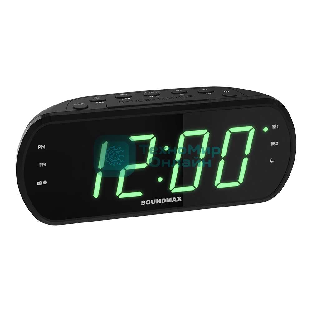 Радиочасы Soundmax SM-1562U (черный с зеленым)