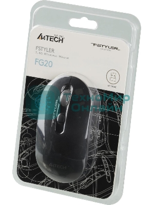Мышь беспроводная A4Tech Fstyler FG20 серый, 2000 dpi, радиоканал, USB, кнопки - 4