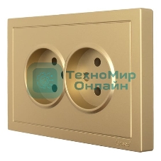 Розетка LEZARD 704-3600-128BQC 2-мест. б/з СП ZIMA IP20 16А ПБТ безвинт. зажим зол.