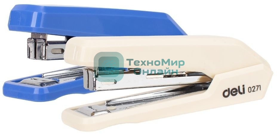 Степлер Deli E0271 Essential N10 (15 листов), ассорти, 50 скоб, закрытый, коробка