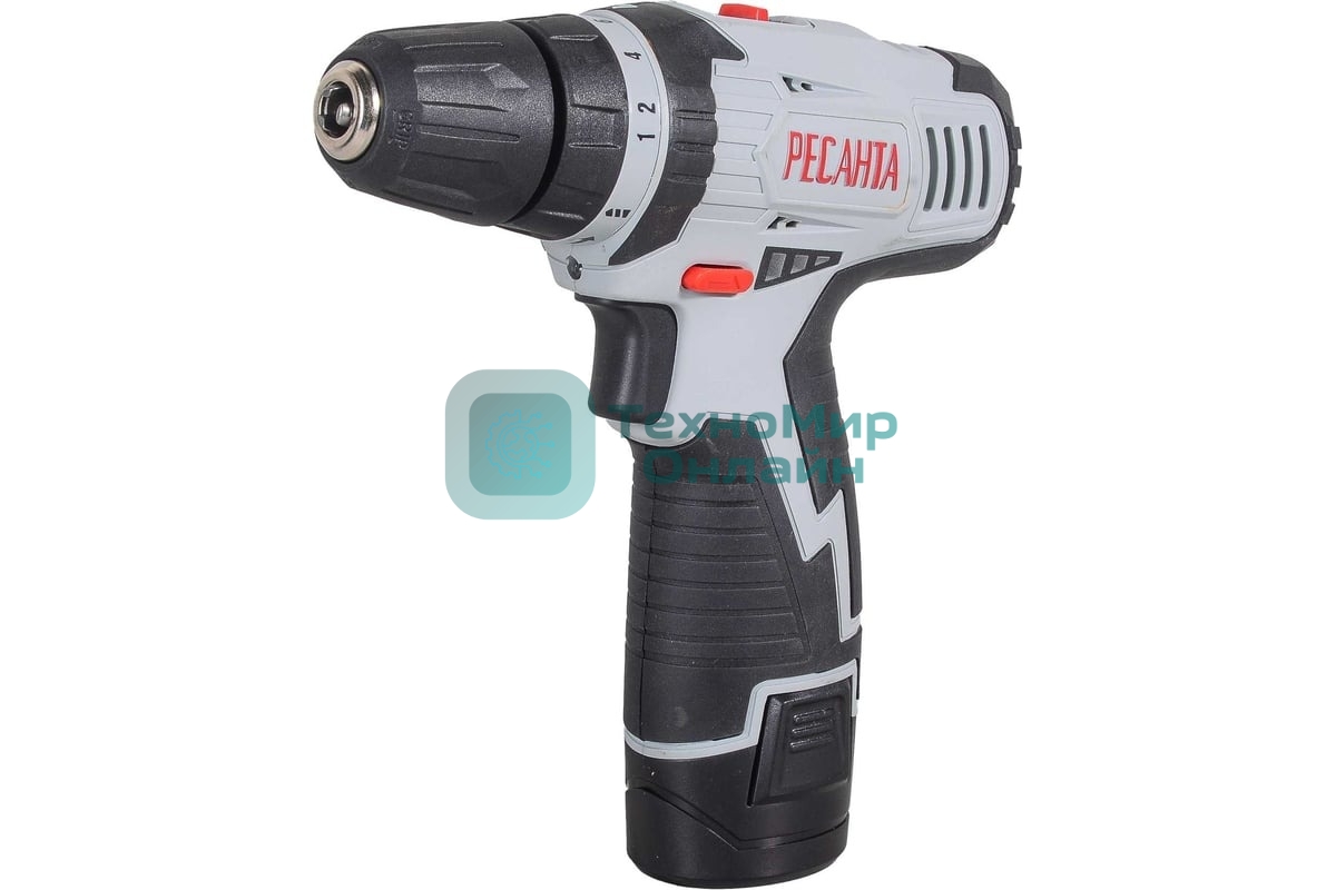 Дрель-шуруповерт аккумуляторная Ресанта ДА-12-2Л 75/14/1, Аккумуляторная, 12В
