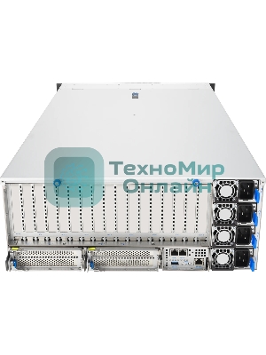 Серверная платформа ASUS ESC8000A-E13P, 4U, 2x SP5 (LGA 6096),24x DDR5 6400, 8x 2.5'' hsb NVME, up to 14x PCIe*, 2x M.2 22110 NVME, 1x 2-port 10Gbe RJ-45 Intel 710 LAN, up to 8 dual-slot GPUs, 3+1 3200W