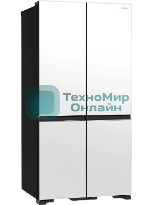 Холодильник Hitachi R-WB720PUC1 GPW белый стекло трехкамерный 357/103л морозилка снизу, No Frost, Side by Side