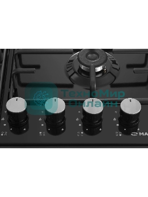 Газовая варочная панель Maunfeld EGHE.64.3STS-EB/G, 4 конфорки, эмалированная сталь, черный