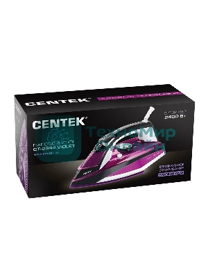Утюг Centek CT-2344 фиолетовый/белый, 2200 Вт, 45 г/мин, 145 г/мин, 320 мл