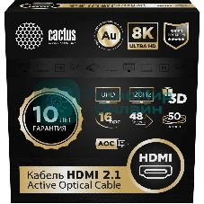 Кабель аудио-видео Cactus CS-HDMI-AOC-2.1-50 HDMI (m)/HDMI (m) 50м. позолоч.конт. черный