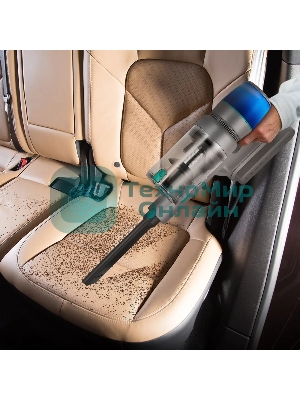 Пылесос вертикальный Kitfort КТ-5305 серый/синий, питание от аккумулятора, 225 Вт, уборка сухая, пылесборник 0.5 л