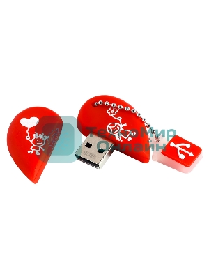 Флешка USB Smartbuy Wild Heart (SB32GbHeart), 32Gb, USB 2,0, R/W 25/15, красное Сердце