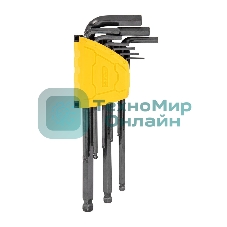 Набор шестигранных ключей с шаром удлиненных Deli DL232209H 9 шт Материал CR-V. Спецификация: 1,5,2,2,5,3,4,5,6,8,10мм, пластиковый держатель