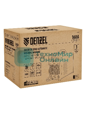 Аппарат инверторный полуавтоматической сварки Denzel MIG-160, 160 А, ПВ 60%, катушка 5 кг