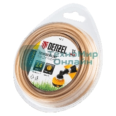Леска для триммера Denzel армированная алюминием круглая, 2,4мм х 15м, блистер ALUFLEX
