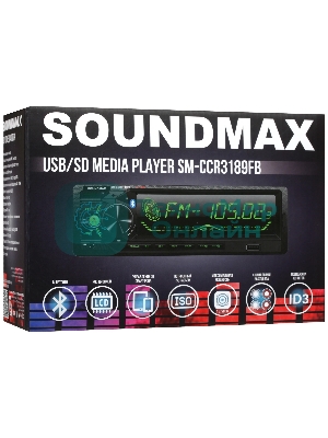 Автомагнитола Soundmax SM-CCR3189FB, 1 DIN, Bluetooth, USB Type-A, AUX