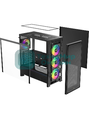 Корпус Ocypus Delta C70 BK ARGB, Midi-Tower, чёрный, 4 x 120 мм