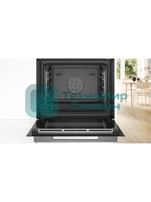 Духовой шкаф Bosch HSG7361B1 Home Connect!! Serie 8, черный, 21 режим + комбинированные режимы, функция приготовление на пару 100%, 4-слойное остекление, 3 цветных текстовых TFT-дисплея 2,5