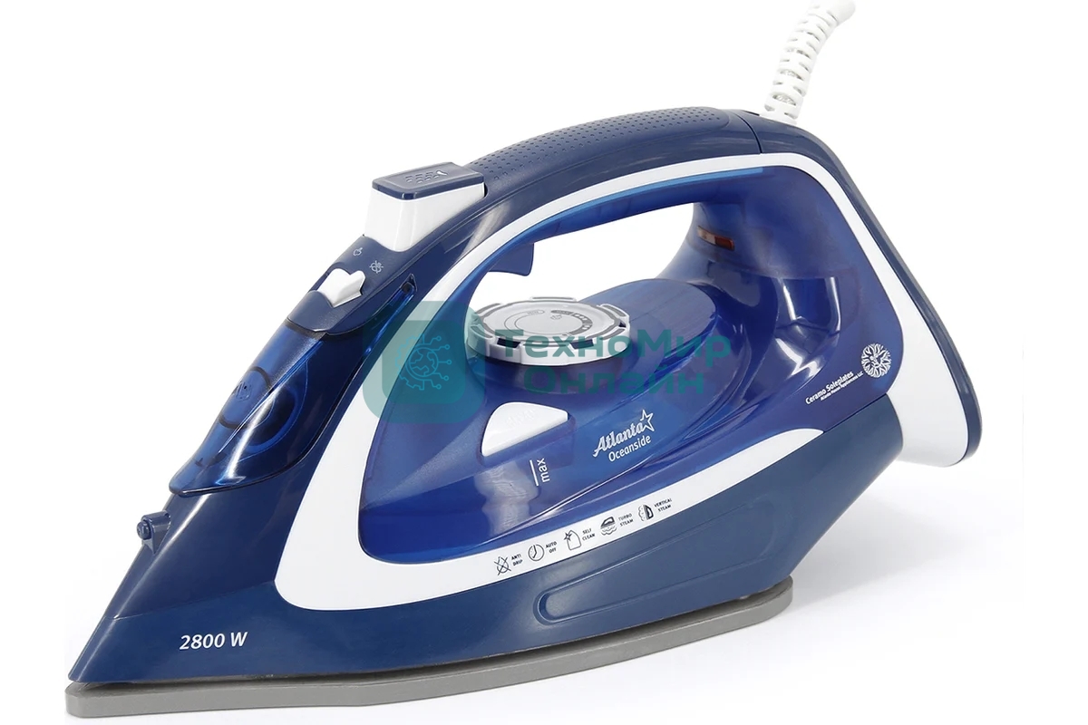 Утюг Atlanta ATH-5578 синий/белый, 2800 Вт, 38 г/мин, 94 г/мин, 340 мл