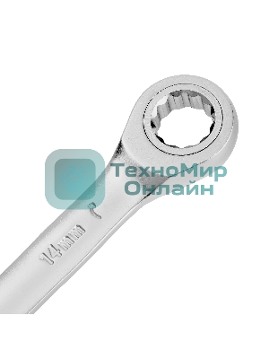 Ключ комбинированный трещоточный Denzel 14 мм, CrV, матовый хром