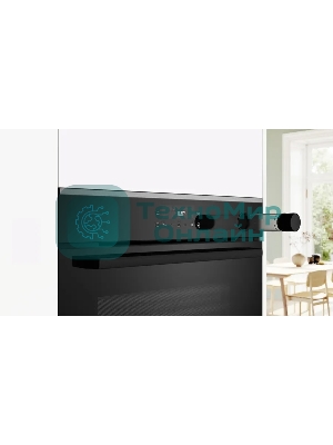 Встраиваемый духовой шкаф Bosch HRG232EB3 Serie 4 с добавлением пара Bosch, Auto Pilot 15, объем 71 л, 8 режимов нагрева, 3D Hotair, Soft move door,телескопические направляющие 1уровень,гидролиз+каталитическая очистка задней стенки,сенсорное управление,черный+профиль из нержавеющей стали