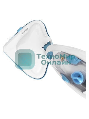 Паровая швабра Blackton Bt SM1114 White-blue, Мощность 1300 Вт, 2 в 1. Вертикальная и компактная, Резервуар для воды 300 мл, Время неприрывной работы до 20 минут, Быстрая и эффективная очистка всех типов полового покрытия: паркет, линолеум, плитка, Уничтожение до 99,9% бактерий и микробов, Поворотная щетка, 12 насадок в комплекте, Вертикальная парковка, Быстрый нагрева 20 секунд
