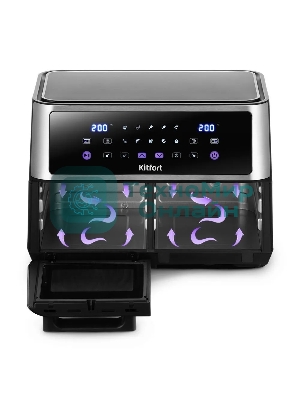 Аэрогриль Kitfort КТ-2256 черный, 2850 Вт, 11 л, сенсор, 10 программ