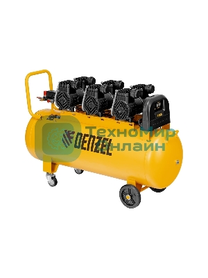 Компрессор безмасл. малошумн. Denzel DLP-4500/150, 4,5 кВт, 3х1,5 кВт,150 л, 2850 об/мин,750 л/мин
