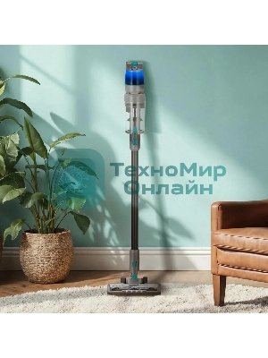 Пылесос вертикальный Kitfort КТ-5305 серый/синий, питание от аккумулятора, 225 Вт, уборка сухая, пылесборник 0.5 л