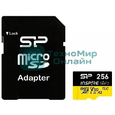 Флеш карта microSDXC 256Gb Silicon Power SP256GbSTXLA2V1NSP Inspire V30 A2 + adapter