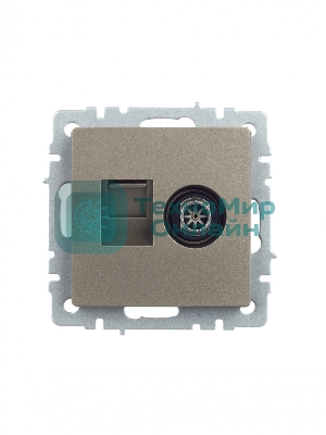 Розетка телевизионная двойная TV+RJ45 IEK Brite РТВ/РК12-БрШ (BR-AK20-1-K37) кат.5E шампань
