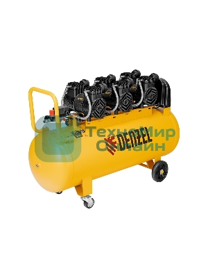 Компрессор безмасл. малошумн. Denzel DLP-4500/150, 4,5 кВт, 3х1,5 кВт,150 л, 2850 об/мин,750 л/мин