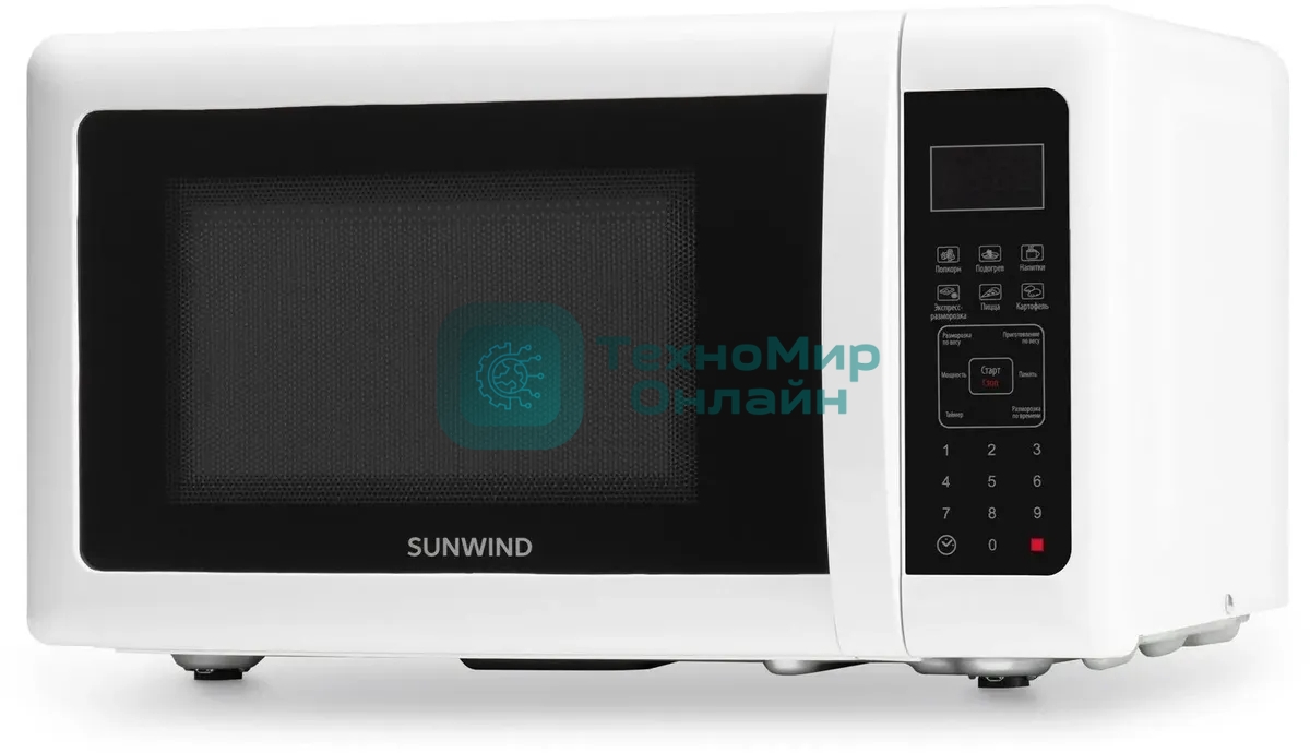 Микроволновая печь SunWind SUN-MW005 белый, 20 л, 700 Вт, переключатели - сенсор