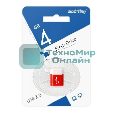Флешка USB Smartbuy LARA Red (SB4GbLara-R), 4Gb, USB 2.0, R/W 15/5, красный/белый