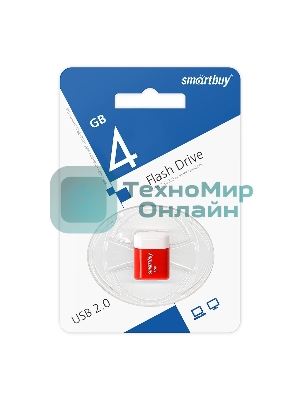 Флешка USB Smartbuy LARA Red (SB4GbLara-R), 4Gb, USB 2.0, R/W 15/5, красный/белый