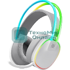 Гарнитура Defender Tsunami белый, беспроводная + проводная, Bluetooth / USB, до 40 ч, подсветка