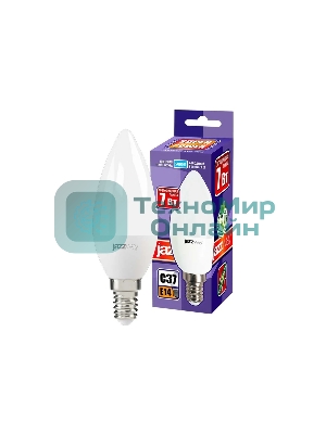 Лампа светодиодная JazzWay PLED-SP C37 7Вт свеча 5000К холодный белый E14 560лм 230В